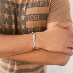 Adornia Tarnish Resistant Men's Silver Plated Flat Curb Chain Bracelet